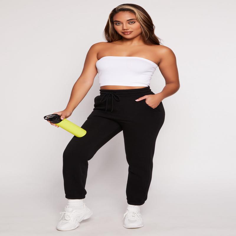 Fleece Drawstring High Waist Joggers