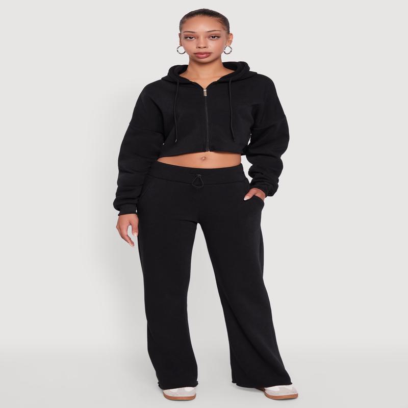 Toggle Drawstring Waist Flare Sweatpants