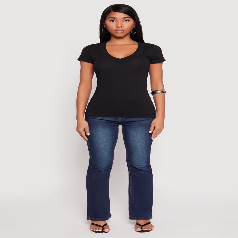 Basic V Neck Short Sleeve Tee