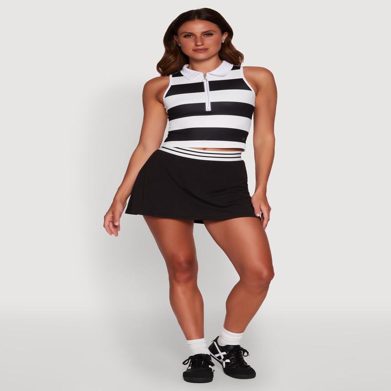 Varsity Stripe Ball Pocket High Waisted Tennis Skirt