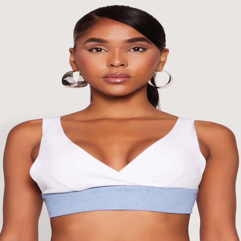 Denim Contrast Trim Bralette