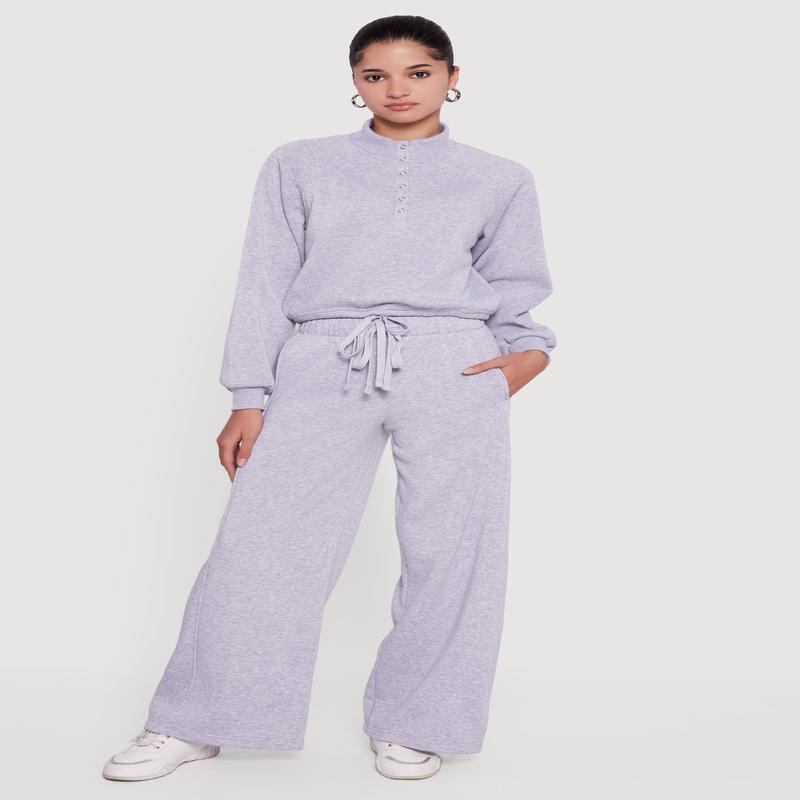 Almost Famous Drawstring Waist Wide Leg Sweatpants