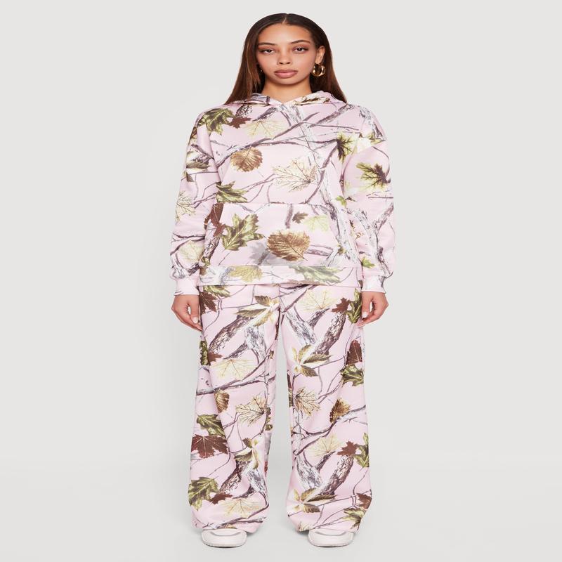 Almost Famous Tree Camo Elastic Waist Pull On Sweatpants