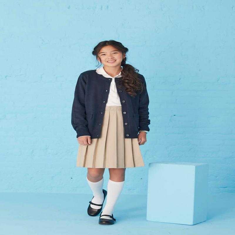 French Toast Girls 7-16 Crew Neck Cardigan