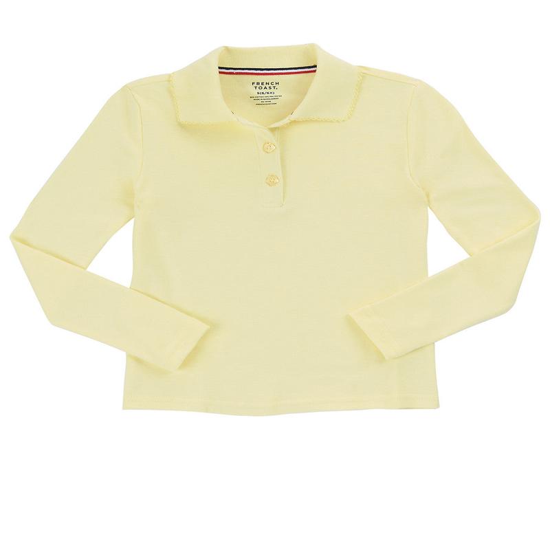 French Toast Girls 7-14 Picot Collar Long Sleeve Polo Shirt