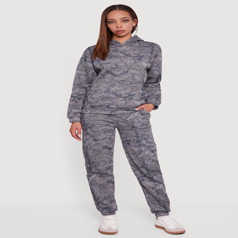 High Waisted Hunter Camo Fleece Sweatpants