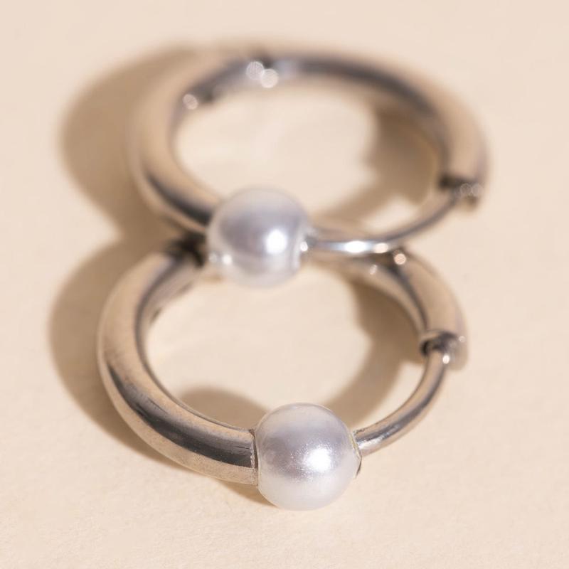 Pearl Huggie Hoop Earrings