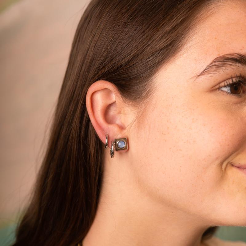 Square Stone Stud Earrings