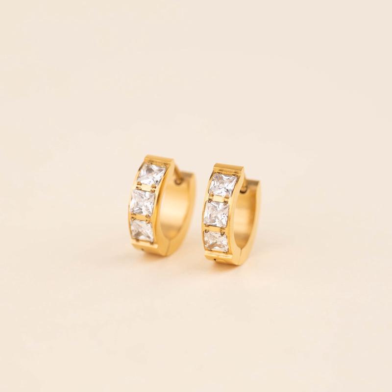 Crystal Chunky Huggie Hoop Earrings