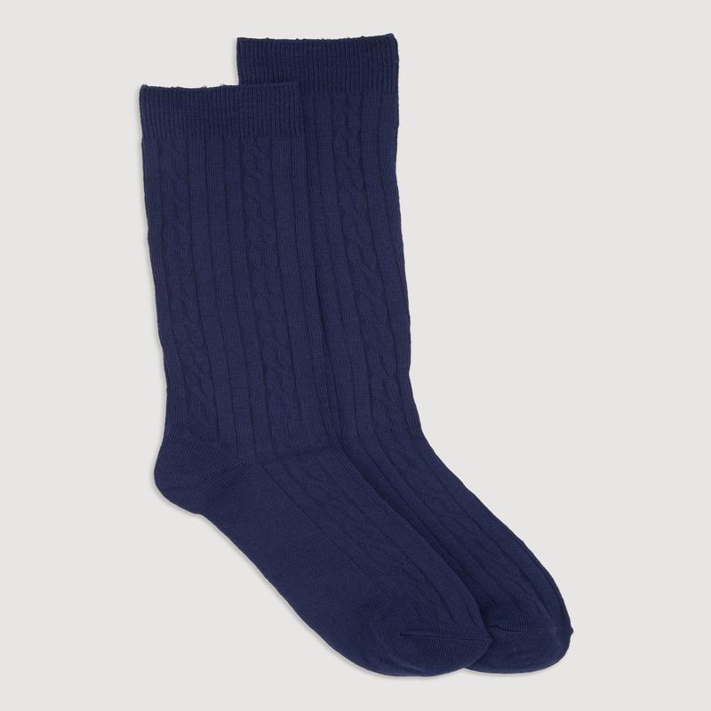 Girls Cable Knit Knee High Solid Socks 2 Pack