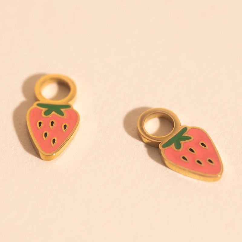 Mini Strawberry Huggie Hoop Charms