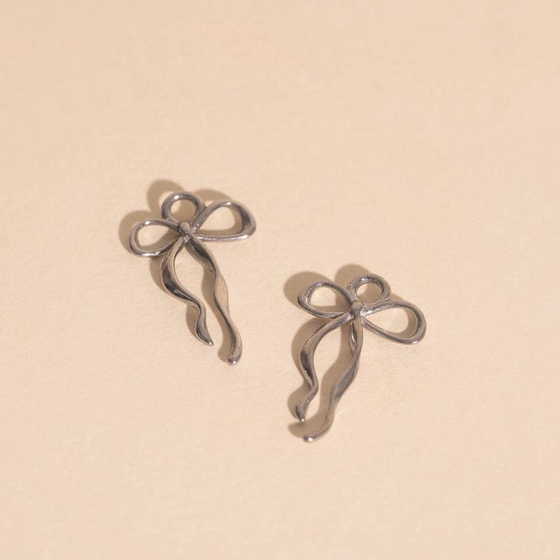 Ribbon Bow Huggie Hoop Charms