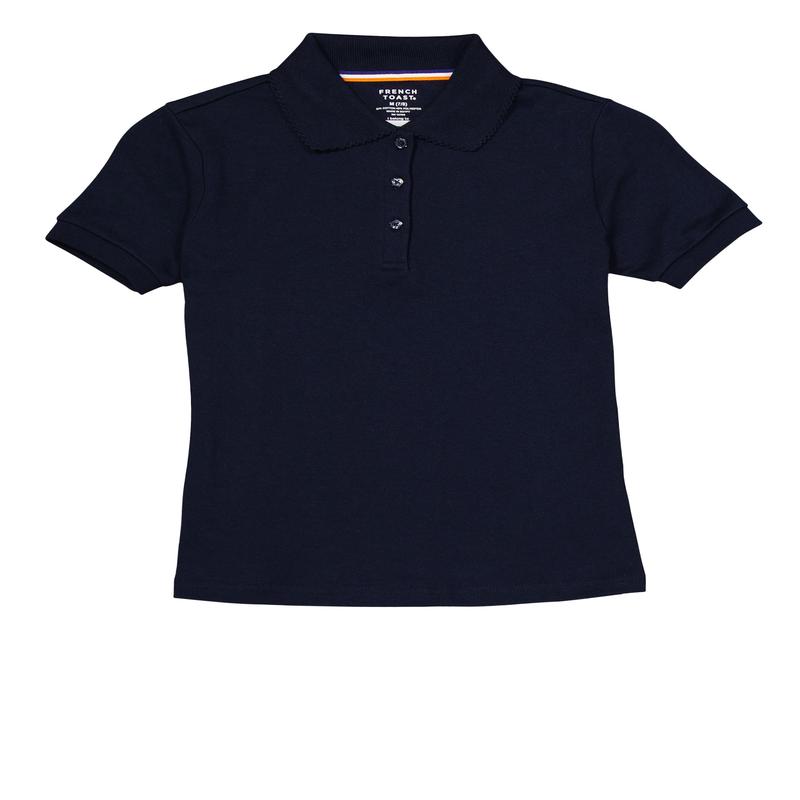 French Toast Girls 7-14 Picot Collar Interlock Short Sleeve Polo