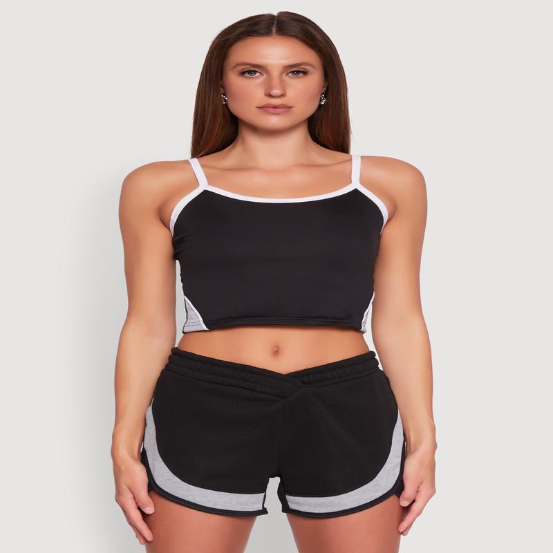 Side Marled Detail Cropped Cami