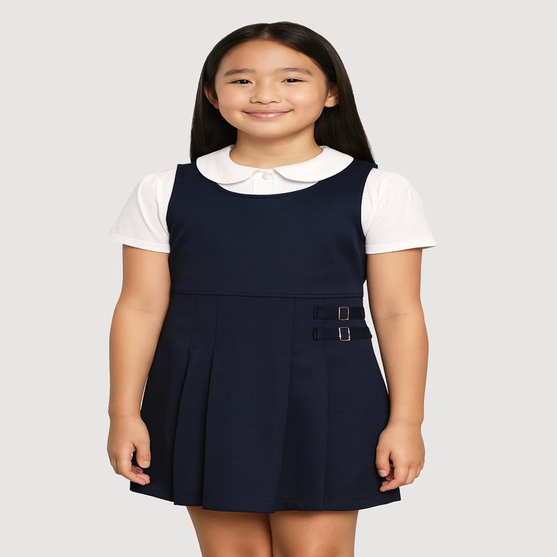 French Toast Girls 7-14 Buckle Detail Pleated Jumper