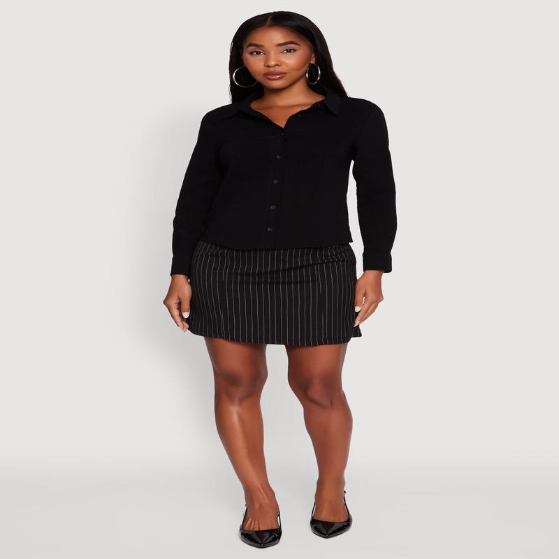 Iris Classic Fit Solid Button Front Long Sleeve Shirt