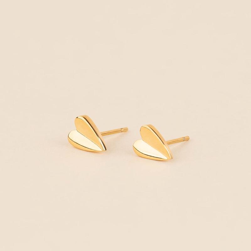 Folded Heart Stud Earrings