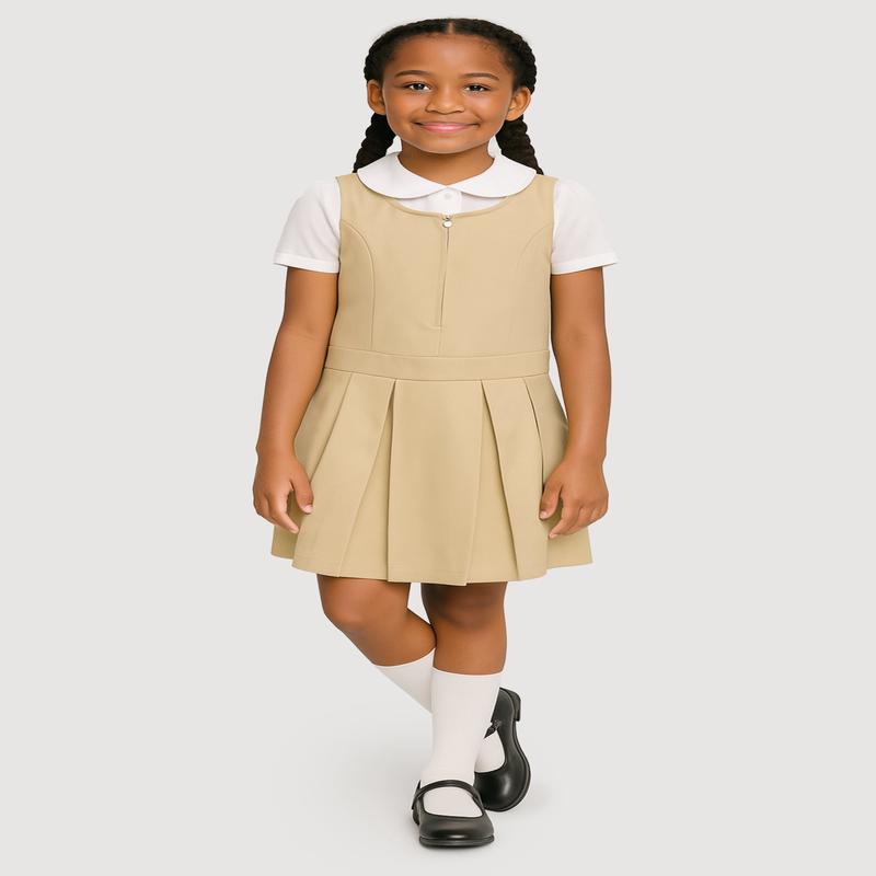 French Toast Girls 7-14 Solid Zip Front Pleated Jumper