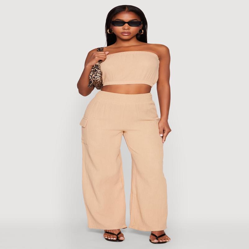 Gauze Knit Cargo Pocket Pants