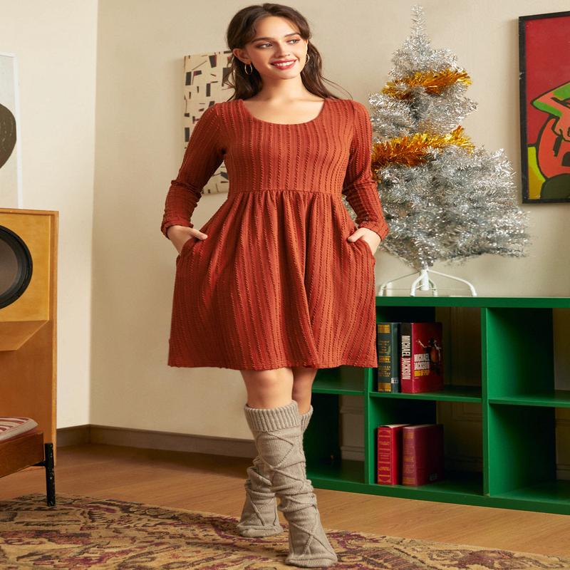 Nostalgic Narrative Knit Dress