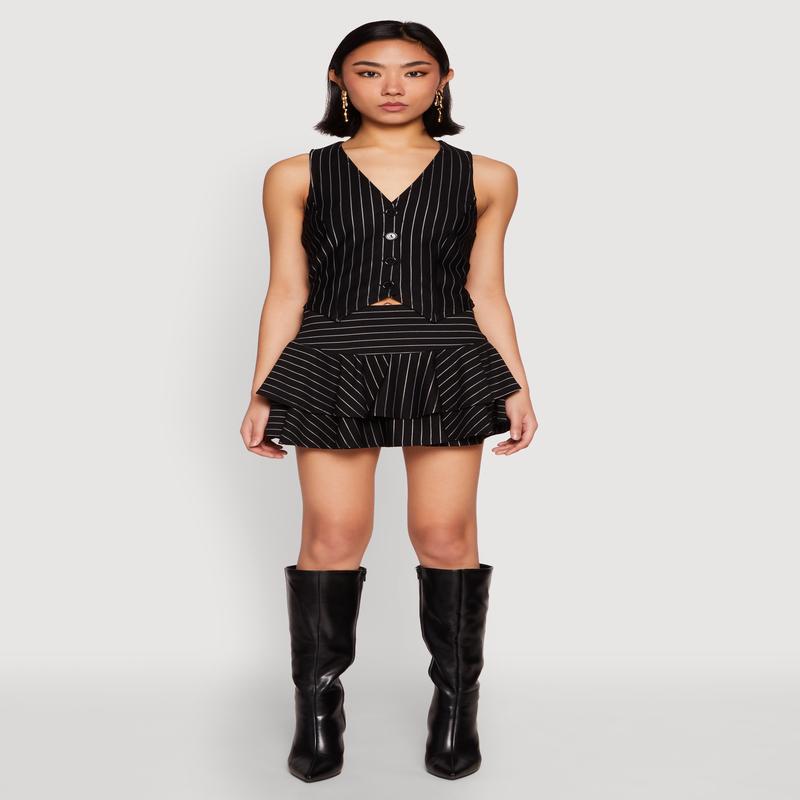 Pinstripe Tiered Skort