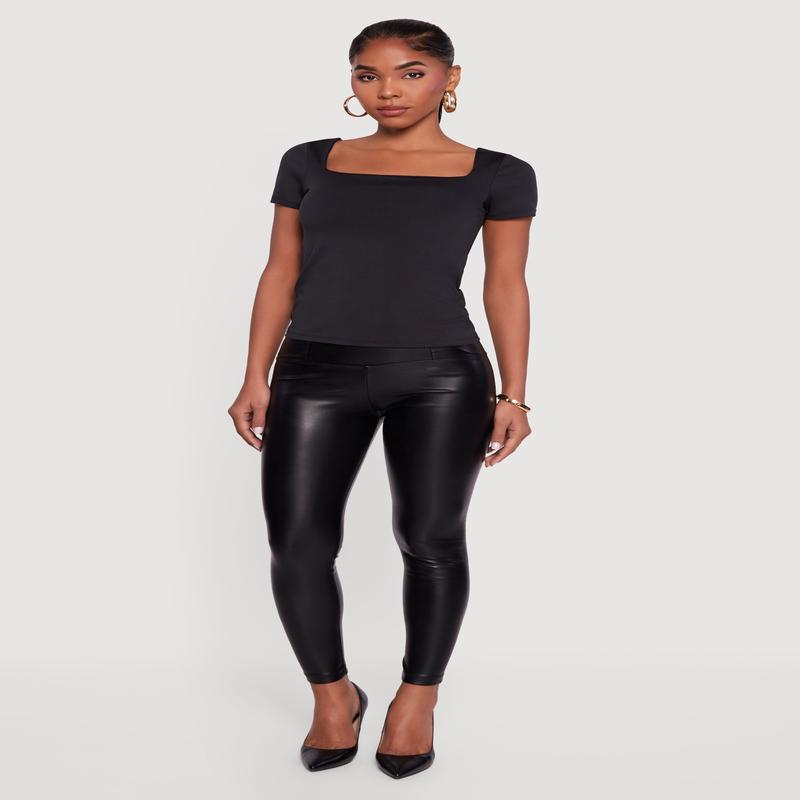 High Waisted Faux Leather Leggings