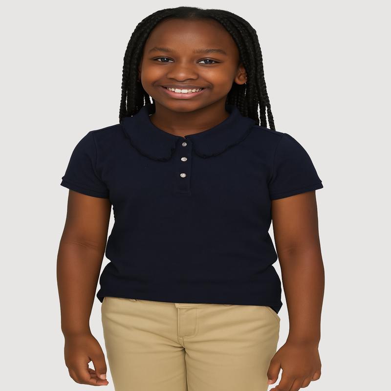 French Toast Girls 7-14 Rhinestone Button Polo Shirt