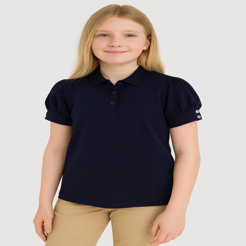 French Toast Girls 7-16 Puff Sleeve Uniform Polo Shirt