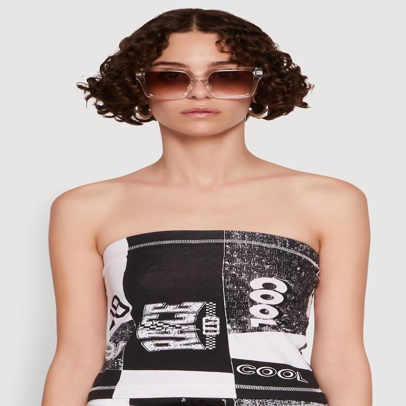 Race Day Patchwork Print Tube Top