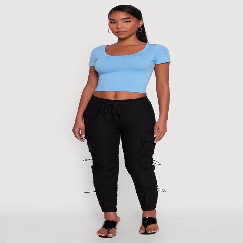 Stylish Cargo Pocket Toggle Drawstring Joggers