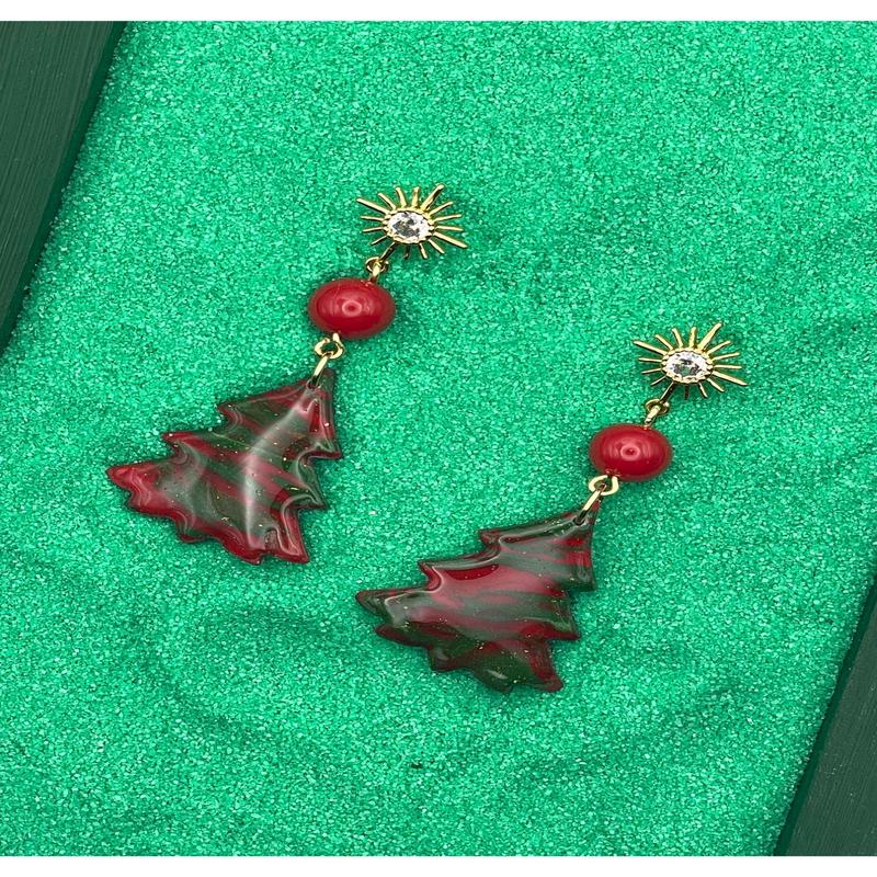 Swirl Holiday Tree Earrings