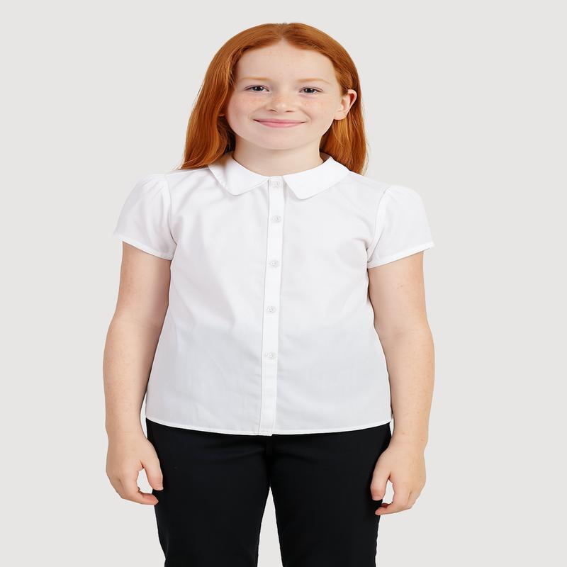 French Toast Girls 7-14 Puff Sleeve Rhinestones Button Polo Shirt