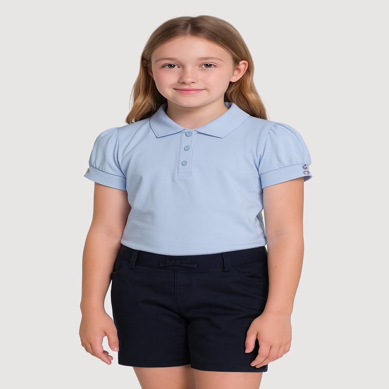 French Toast Girls 7-14 Puff Sleeve School Uniform Polo Shirt