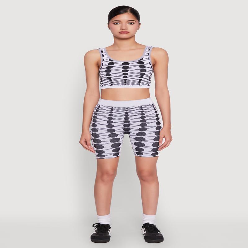 Seamless Geometric Print Biker Shorts