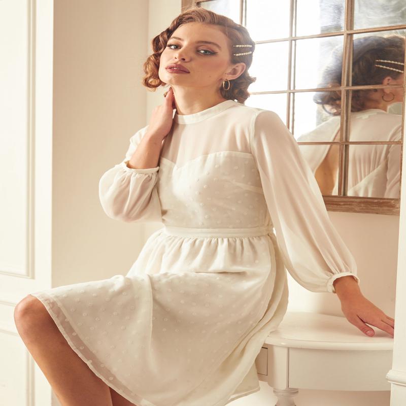 Sheerly Blessed In Bliss Fit and Flare Dress (Final Sale)