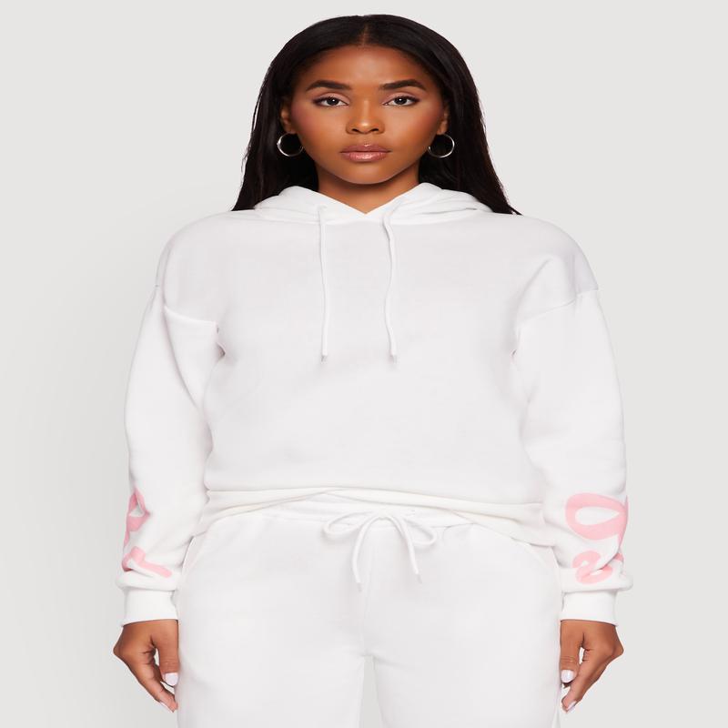 Bow Graphic Pullover Drawstring Hooded Sweatshirt