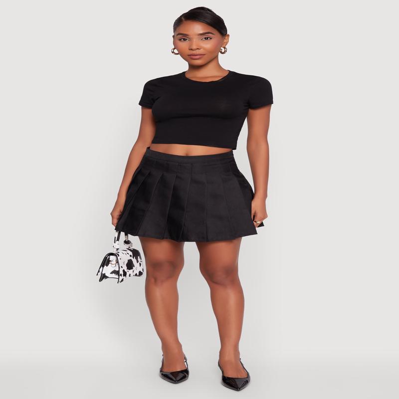 Trendy High Waisted Pleated Skirt