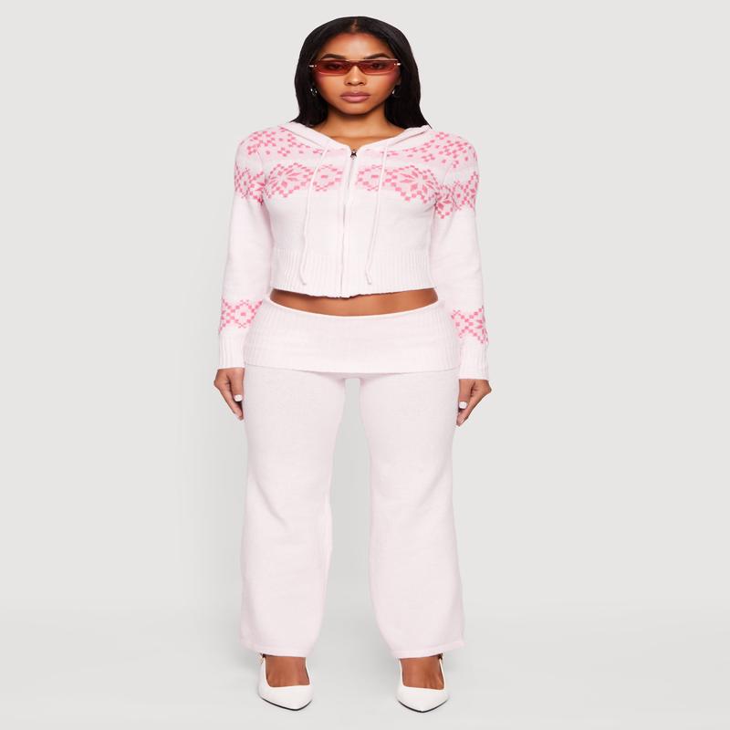 Almost Famous Knitted Straight Leg Fold Over Pants