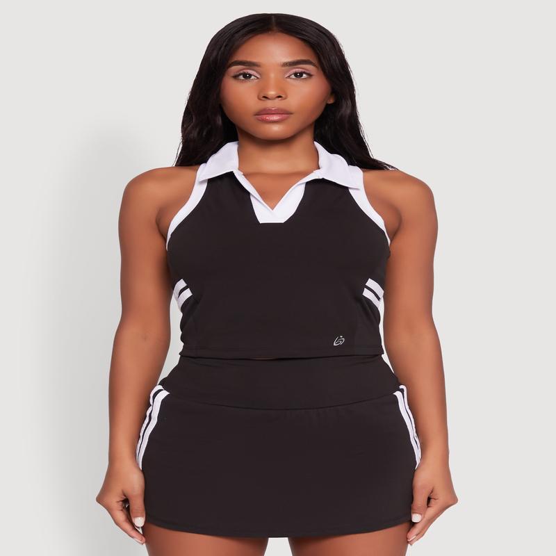 Contrast Trim Racerback Polo Top