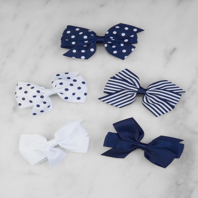 Girls 5 Pack Assorted Bow Clips