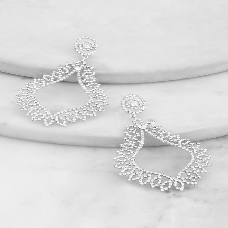 Pave Teardrop Dangle Earrings