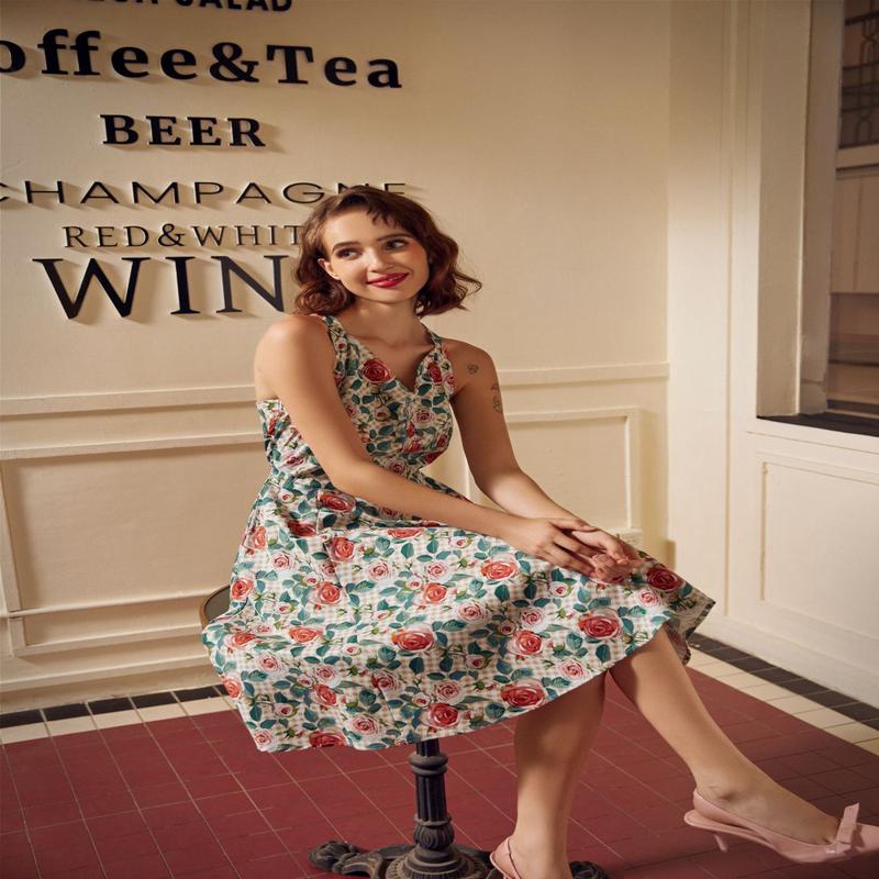 Pink Floral Swing Dress