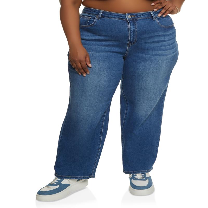 Plus Size WAX Straight Wide Leg Jeans