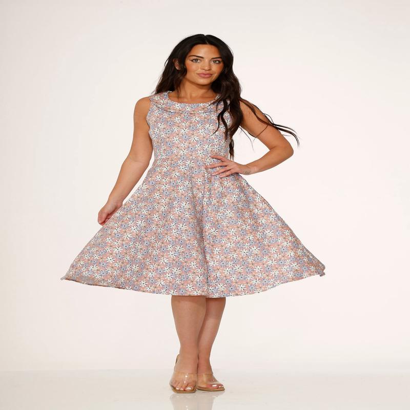 Pink Daisy Floral Swing Dress