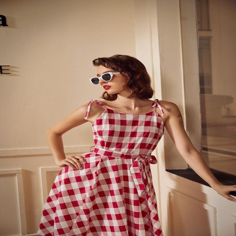 Red & White Picnic Swing Dress