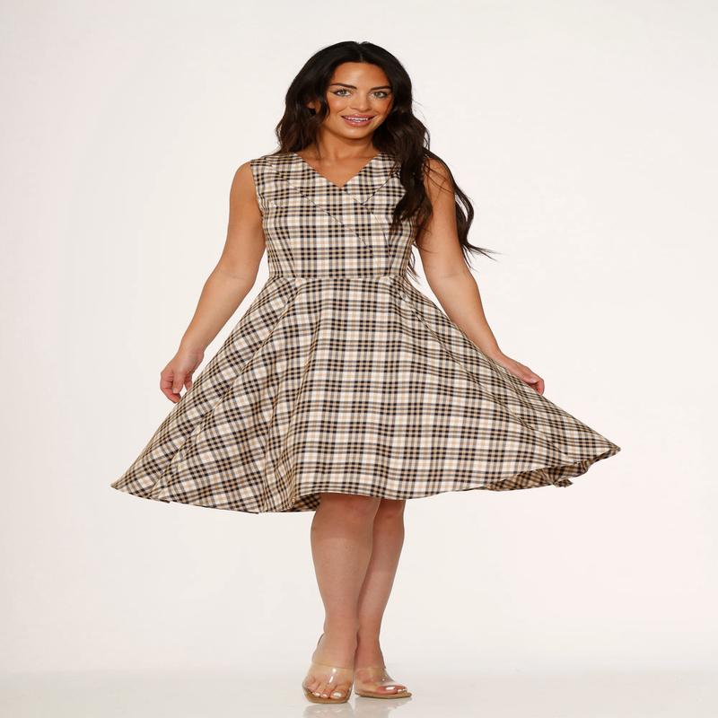 Yellow Plaid Swing Dress