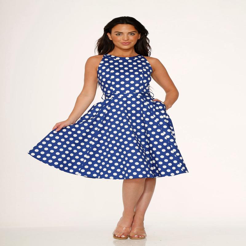 Blue Polka Dot Swing Dress