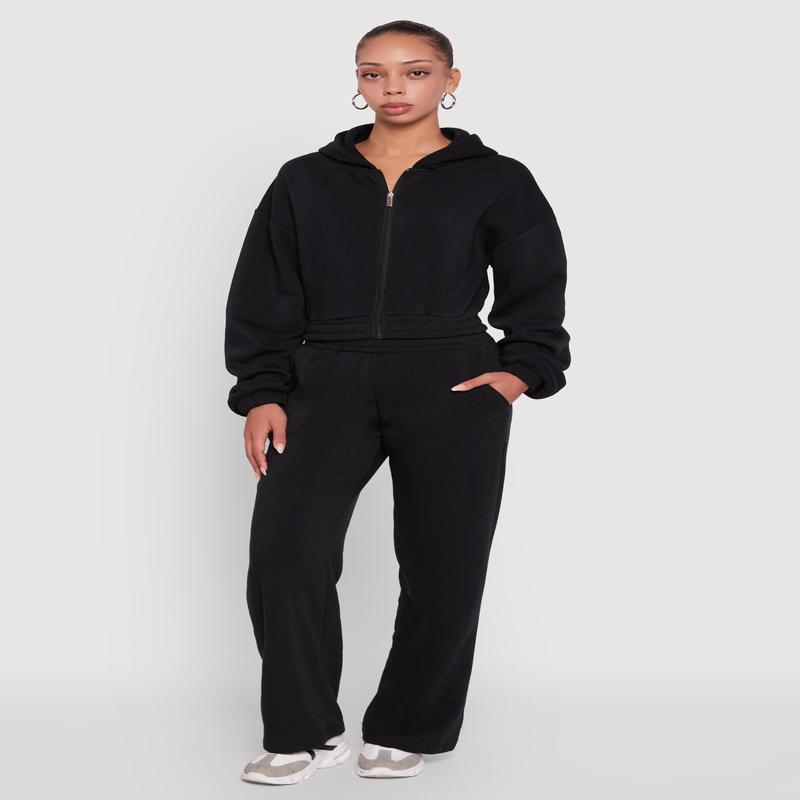 Elastic Waist Wide Leg Sweatpants