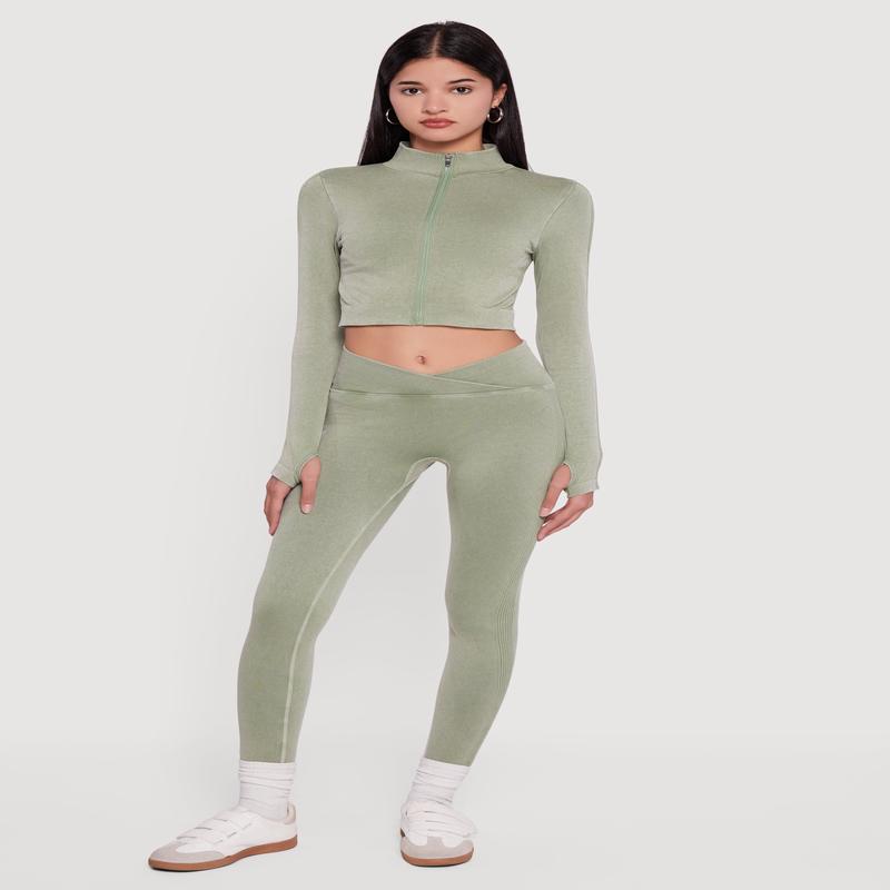 Seamless Acid Wash V-Waist Leggings