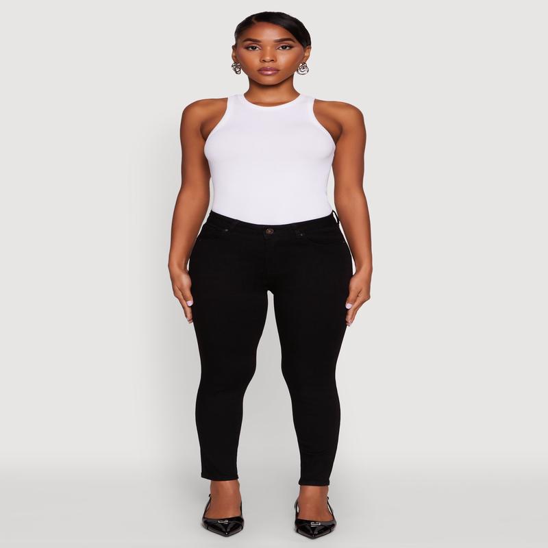 WAX Solid High Waisted Skinny Jeans